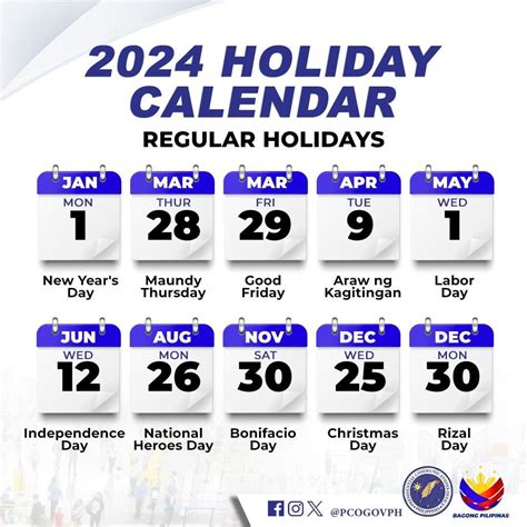 2024 Calendar With Holidays in the Philippines: Holy Week, Long .